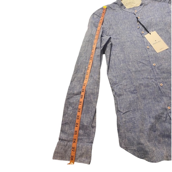 Manuel Ritz, band, Men's Light Blue, Flax Linen blend Button Down NWT $150 - Picture 8 of 12